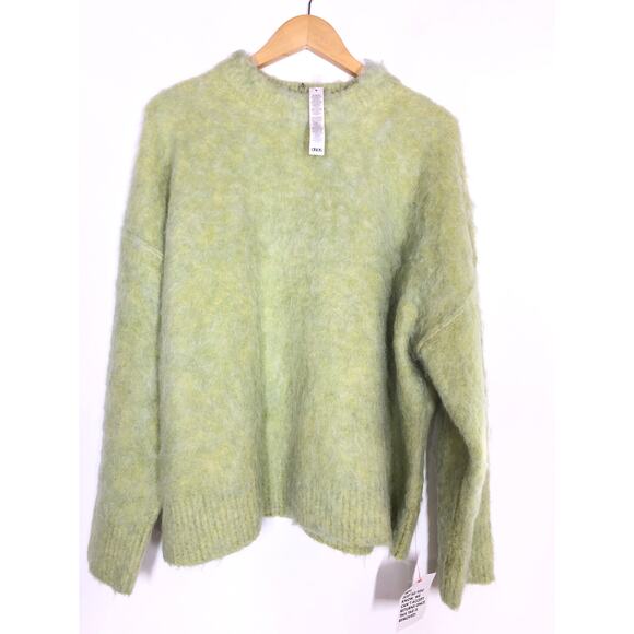 Topshop Knitted Fluffy Jumper Sweater Long Sleeve Crewneck Top Wool Green NWT 12 - Picture 4 of 9